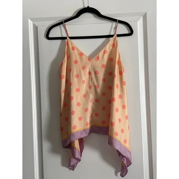 Zara Polka Dot Handkerchief Hem Camisole Tank Medium - Picture 2 of 5